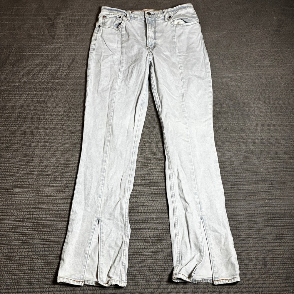 Abercrombie & Fitch The Skinny High Rise Jeans Light Wash Split Hem Seam 29 8s